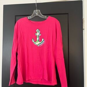 Vineyard Vines Bright Pink Cotton Shirt with Anchor